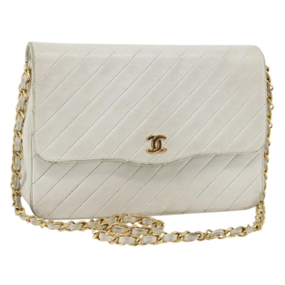 Chanel Matelasse Chain Leather White Leather Shoulder Bag Bag